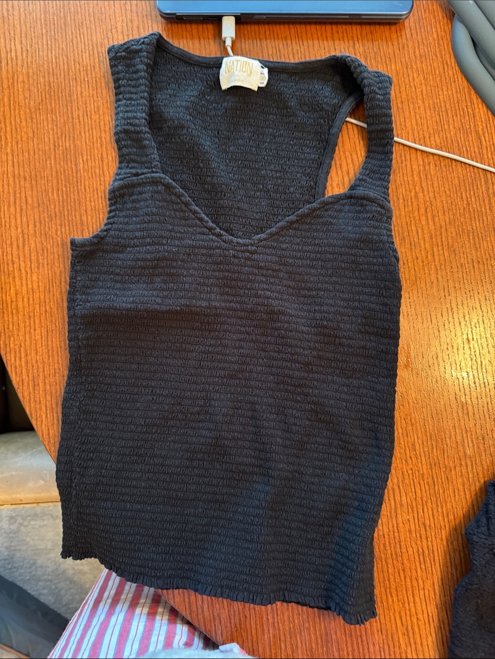 Nation ltd Black Ribbed Tank Top